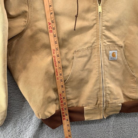 Vtg USA Made Carhartt J03 Coat Men's 2XL Brown Cotton Duck Hooded Jacket Hoodie - Picture 11 of 12